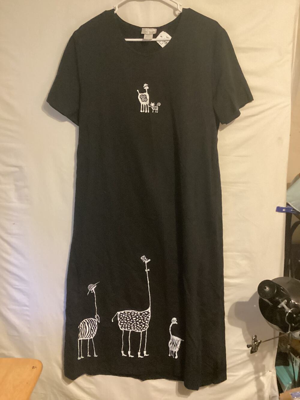 2179 Cite Womens Short Sleeve Giraffe Print Dress Black Size Small Petite